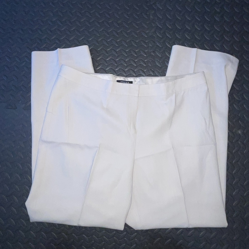 Lafayette 148 NY Sz 16 Barrow Cloud Cream Off White Trouser Dress Pants Classy